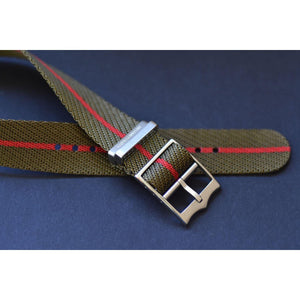 SINGLE PASS-OLIVE & RED - The Sydney Strap Co.